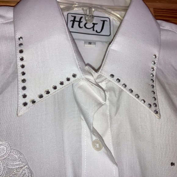 H&J Small Women's Western White Dress Shirt - Picture 5 of 9